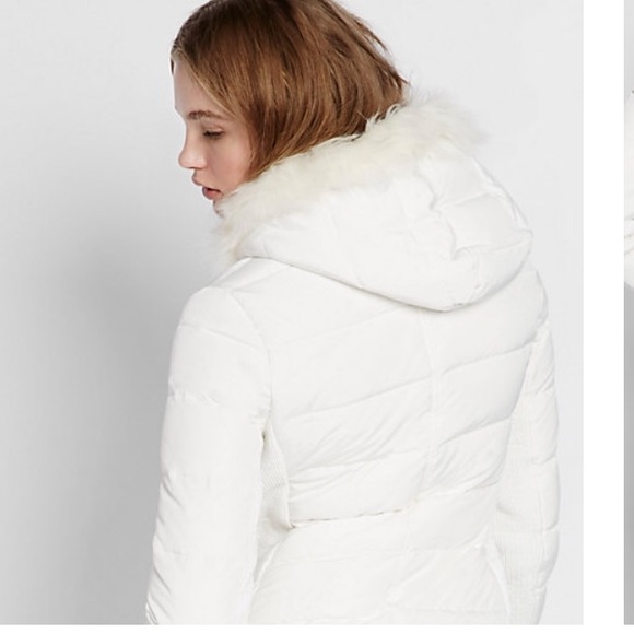 🆕 Express Ivory Long Down Filled Puffer Coat - Picture 3 of 4